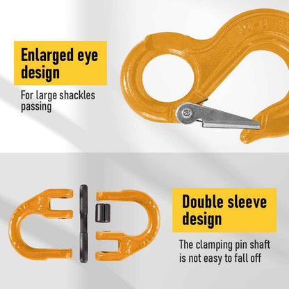 2 Pack Sling Hook with Hammerlock Heavy Duty Safety Sling Hooks for Caravan Camper Trailer Connecting Extend Safety Chain 2T
