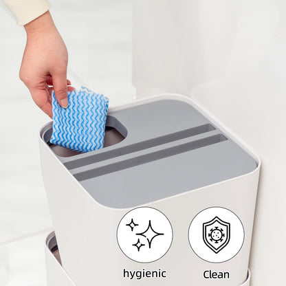 2 Pcs 12L+18L Stackable Plastic Kitchen Trash Bin Household Classification Storage Box