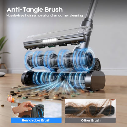 Cordless Vacuum Cleaner, 8in 1 Powerful Stick Vacuum, with Anti-Tangle Brush and LED Light, Lightweight Vacuums for Hardwood Floor, Carpet, Pet Hair