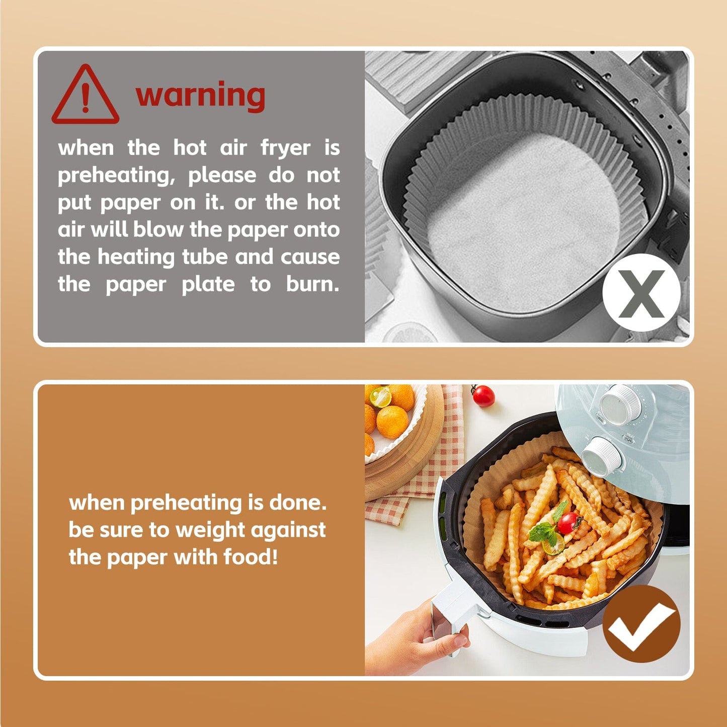 100 Pcs 20cm Square Disposable Unbleached Silicone Paper Dish Air-fryer Liner