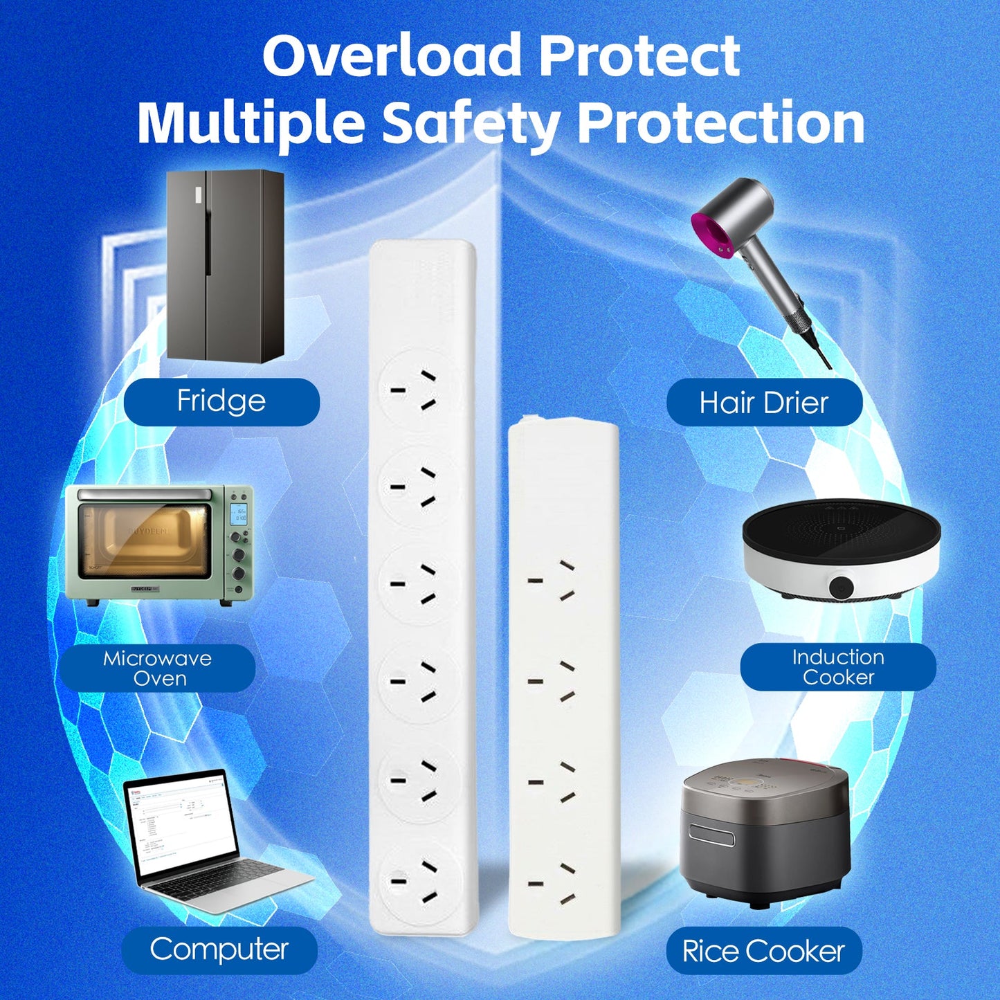 4 Outlet Power Board with 1 Meter Lead Cable