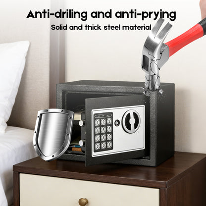 Digital Safe Box 6.4L, Electronic Security Safe with Keypad & 2 Emergency Keys, Steel Cash & Valuables Lock Box for Home, Office & Hotel