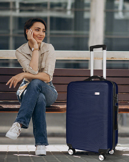 28" Digital Weighing Scale and USB Charging Port Lightweight Luggage Suitcase Blue