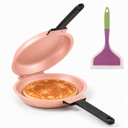 Double-Sided Non-Stick Frying Pan, 19cm Flip Pancake Pan with Heat-Resistant Handle for Eggs, Pancakes & Toast, Gas Electric & Ceramic Stoves