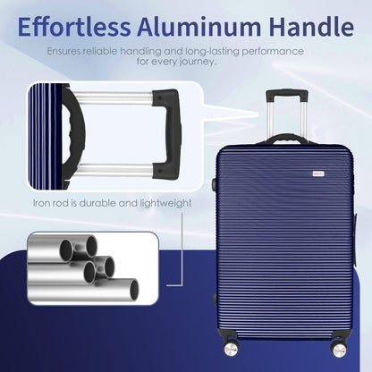 24" Digital Weighing Scale and USB Charging Port Lightweight Luggage Suitcase Silver Blue
