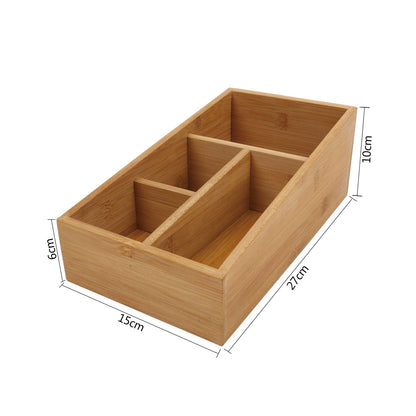 LIVINGTODAY Storage Hooks & Racks Bamboo Storage Box with 4 Slots