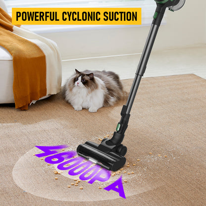 Cordless Stick Vacuum Cleaner, 350W Powerful Suction, LED Floor Head, 40-Min Runtime