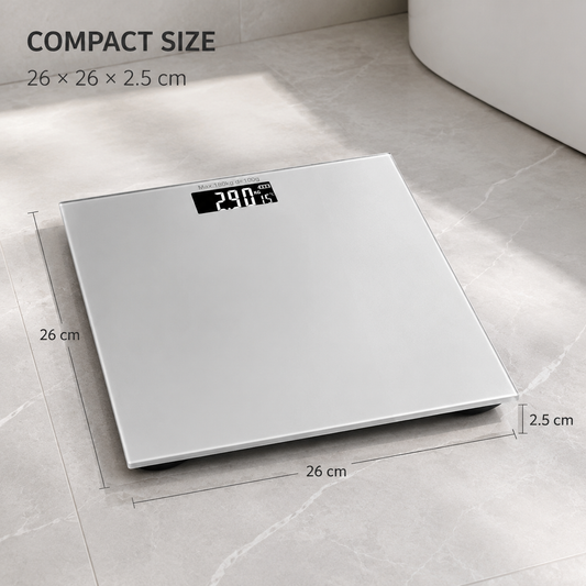 Digital Glass Bathroom Scale 180kg LED Display(26x26x2.5cm)