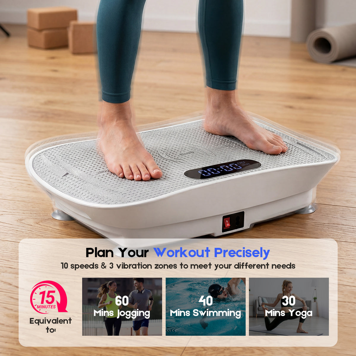 Vibration Plate Exercise Machine with LED Touch Screen & Bluetooth Speaker, Whole Body Vibration Fitness Platform with Multiple Modes