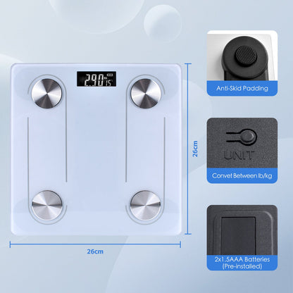 Clevinger Bluetooth Smart Digital Glass Bathroom Scale – 180kg Max Capacity