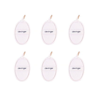 6 pcs Clevinger Eco Oval Facial Exfoliating Loofah – Biodegradable Skin Exfoliation Pads