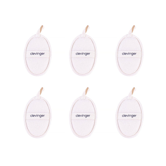 6 pcs Clevinger Eco Oval Facial Exfoliating Loofah – Biodegradable Skin Exfoliation Pads