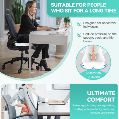 2 Pcs Bamboo Memory Foam Pressure-Relief Seat Cushions – Ergonomic Large Support (45 × 35 × 7 cm)