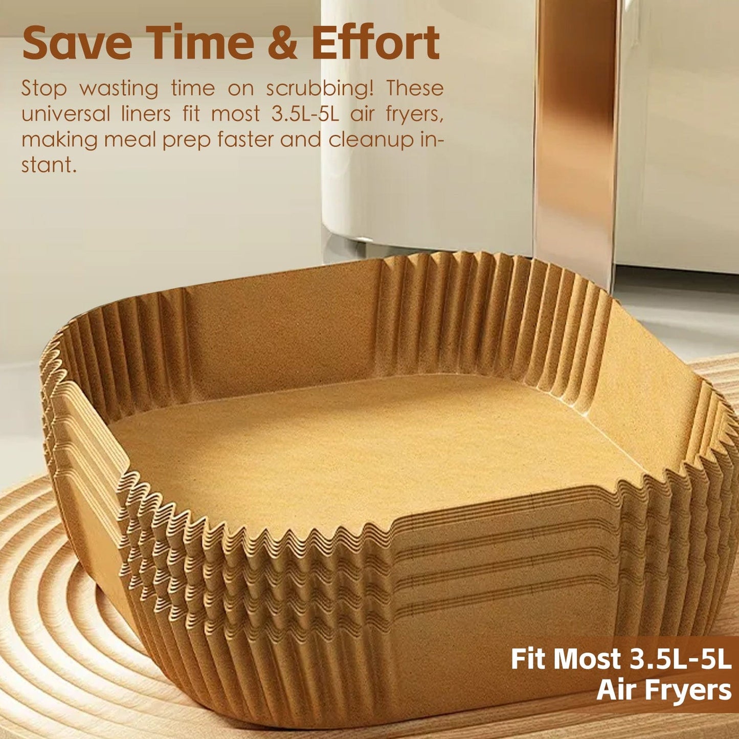200 Pcs Disposable Unbleached Silicone Paper Dish Air-fryer Liner (100 small round + 100 large square)