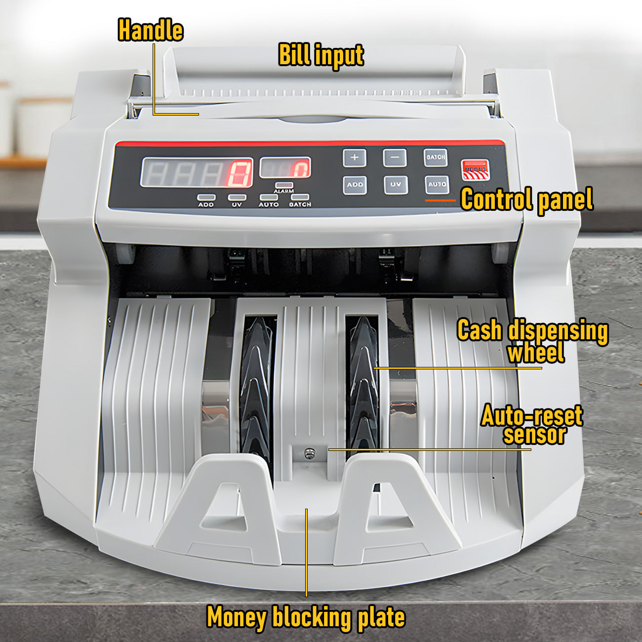 Automatic Money Counter Machine with UV Detection, High-Speed Banknote Counter for AUD, Digital Display Bill Counter for Australian Dollars
