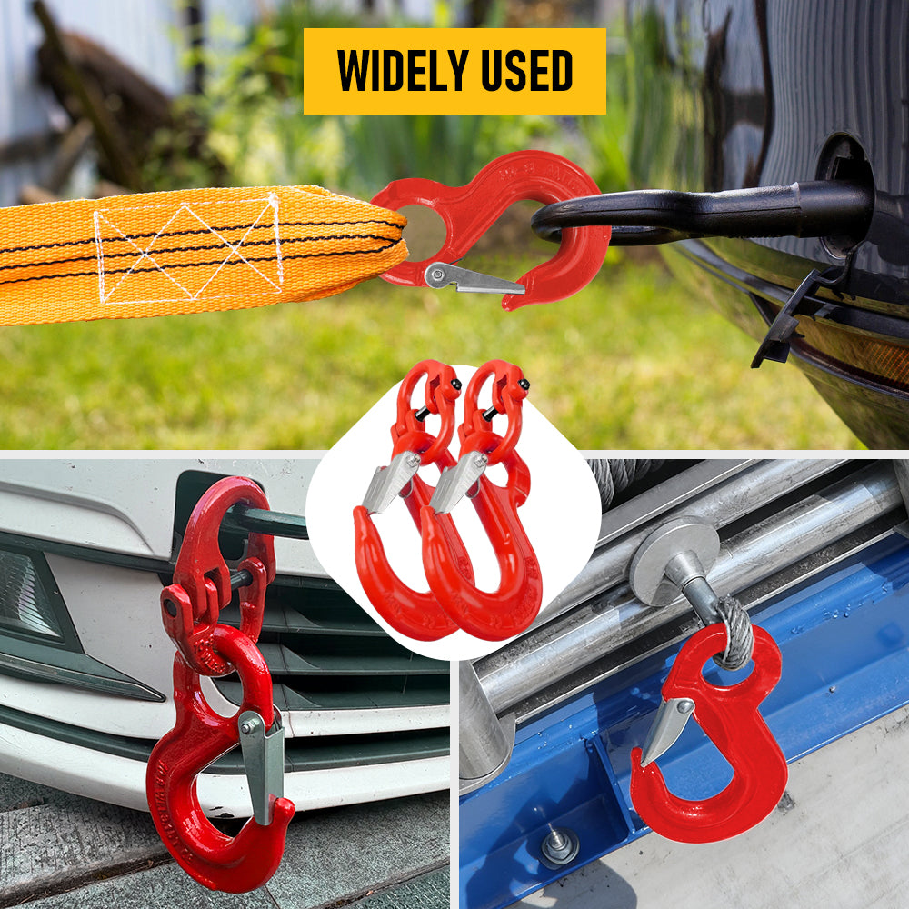 2 Pack Heavy Duty Sling Hooks with Hammerlock 1.12T - Caravan Trailer Safety Chain
