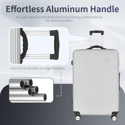 20" Digital Weighing Scale and USB Charging Port Lightweight Carry-on Luggage Suitcase Silver