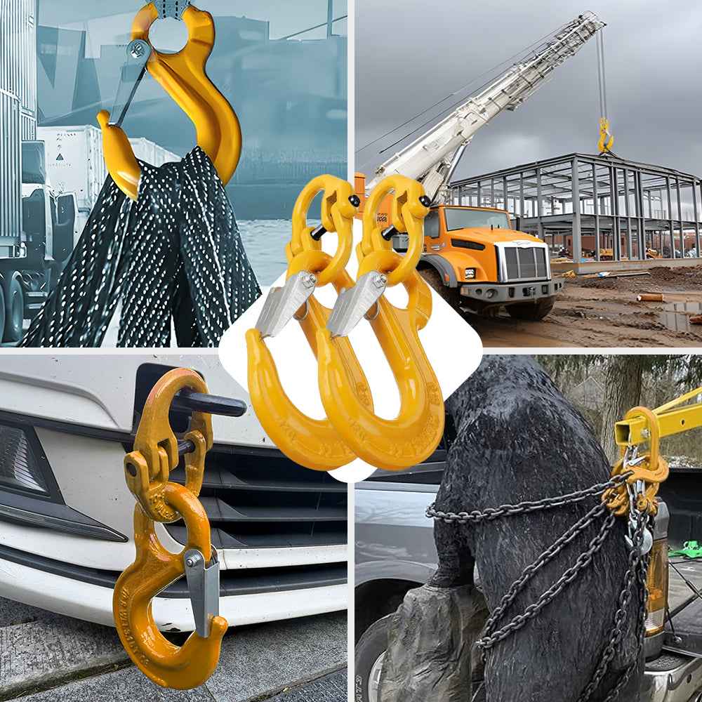 2 Pack Sling Hook with Hammerlock Heavy Duty Safety Sling Hooks for Caravan Camper Trailer Connecting Extend Safety Chain 2T