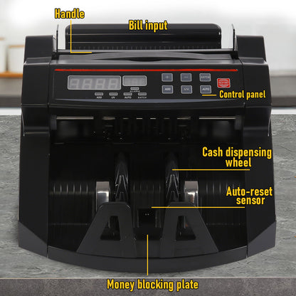 Automatic Money Counter Machine with UV Detection, High-Speed Banknote Counter for AUD, Digital Display Bill Counter for Australian Dollars (Black)