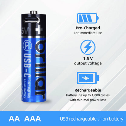 4 PCS AAA USB Rechargeable LI-ION Battery