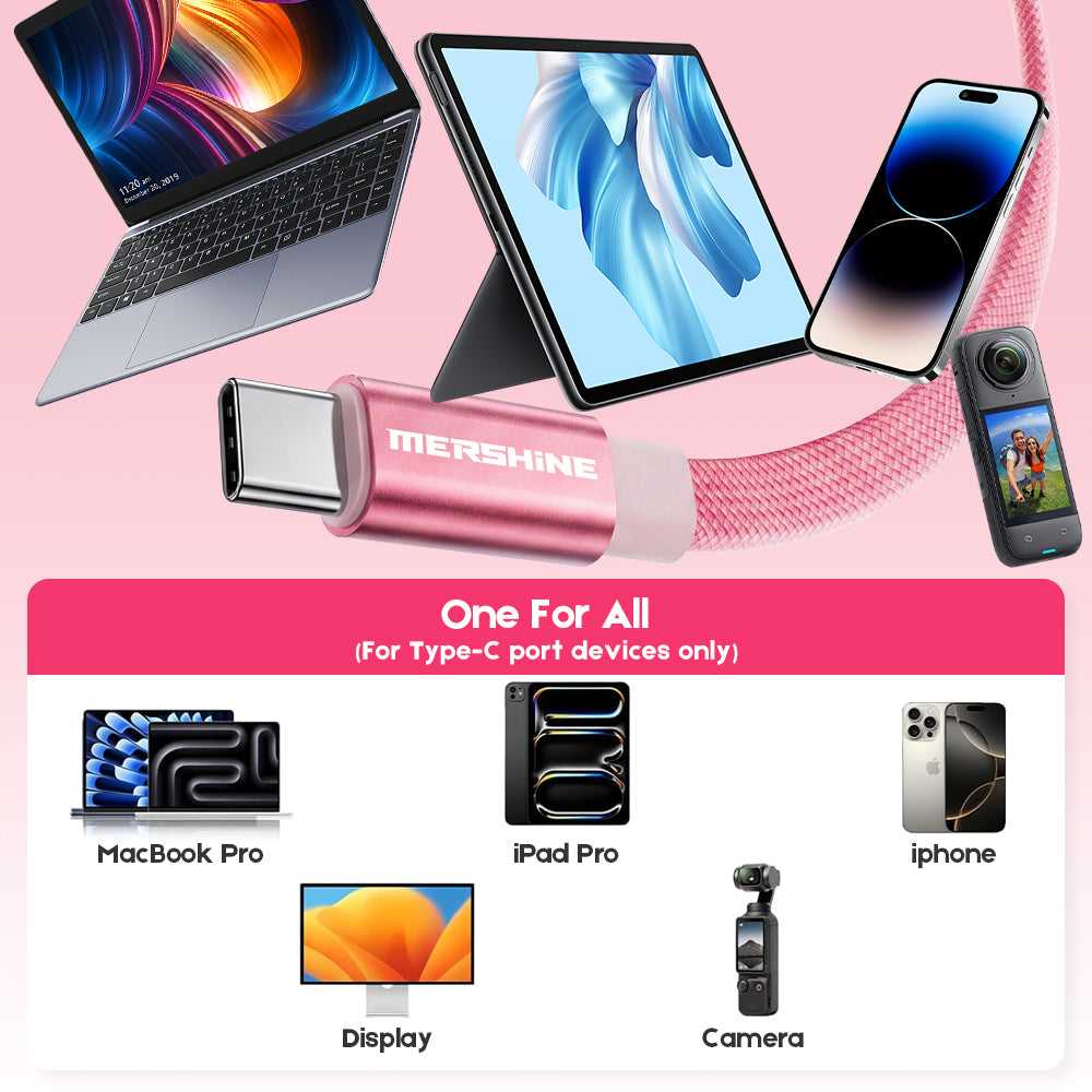 Mershine 240W Magnetic Coiled USB-C to C Charging Cable, Braided Retractable 1M Cord, 480Mbps Data Sync, Tangle-Free, Supports CarPlay & Android Auto, Durable Compatibility for iPhone 15/16/17/18, iPad, Android & Laptops with E-Marker Chip