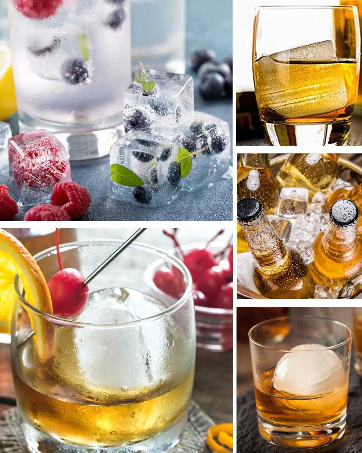 3 Pcs Silicone Easy Pop 6 Sphere Ice Cube Tray / Water Bottle Ice Block Tray / 15 Grids Ice Cube Tray