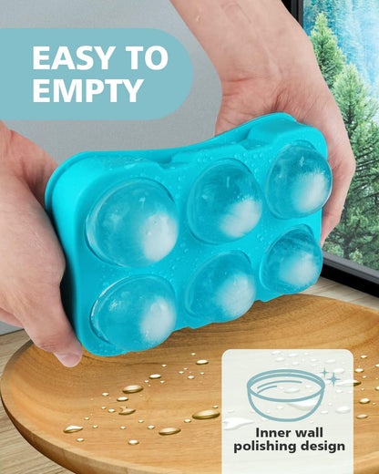 4 Pcs Silicone Easy Pop 6 Sphere Ice Cube Tray / 15 Grids Ice Cube Tray