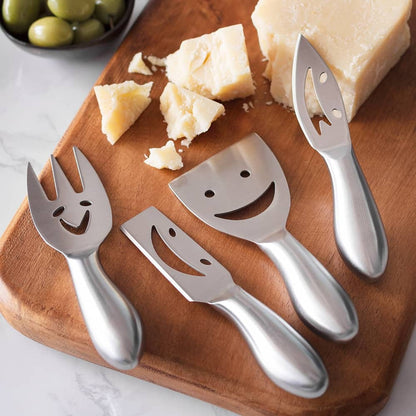 4 Pcs Clevinger Smiley Stainless Steel Cheese Knife Set