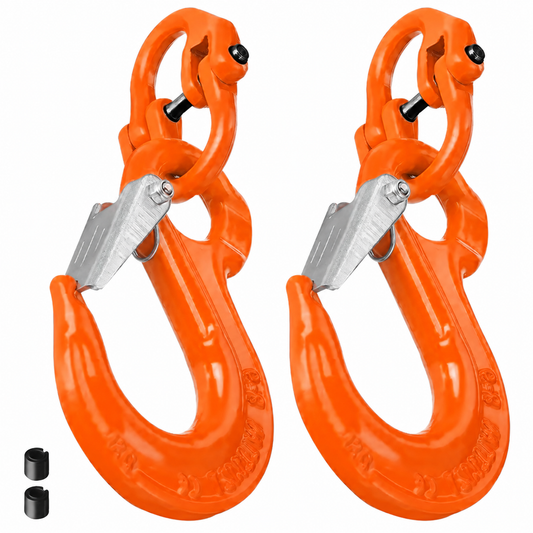 1.12T Sling Hook & Hammerlock Kit, 2 Sets Heavy Duty Trailer Safety Chain Hooks for Caravan, Camper & Boat Trailers-Orange