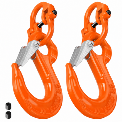2T Sling Hook & Hammerlock Kit, 2 Sets Heavy Duty Trailer Safety Chain Hooks for Caravan, Camper & Boat Trailers-Orange