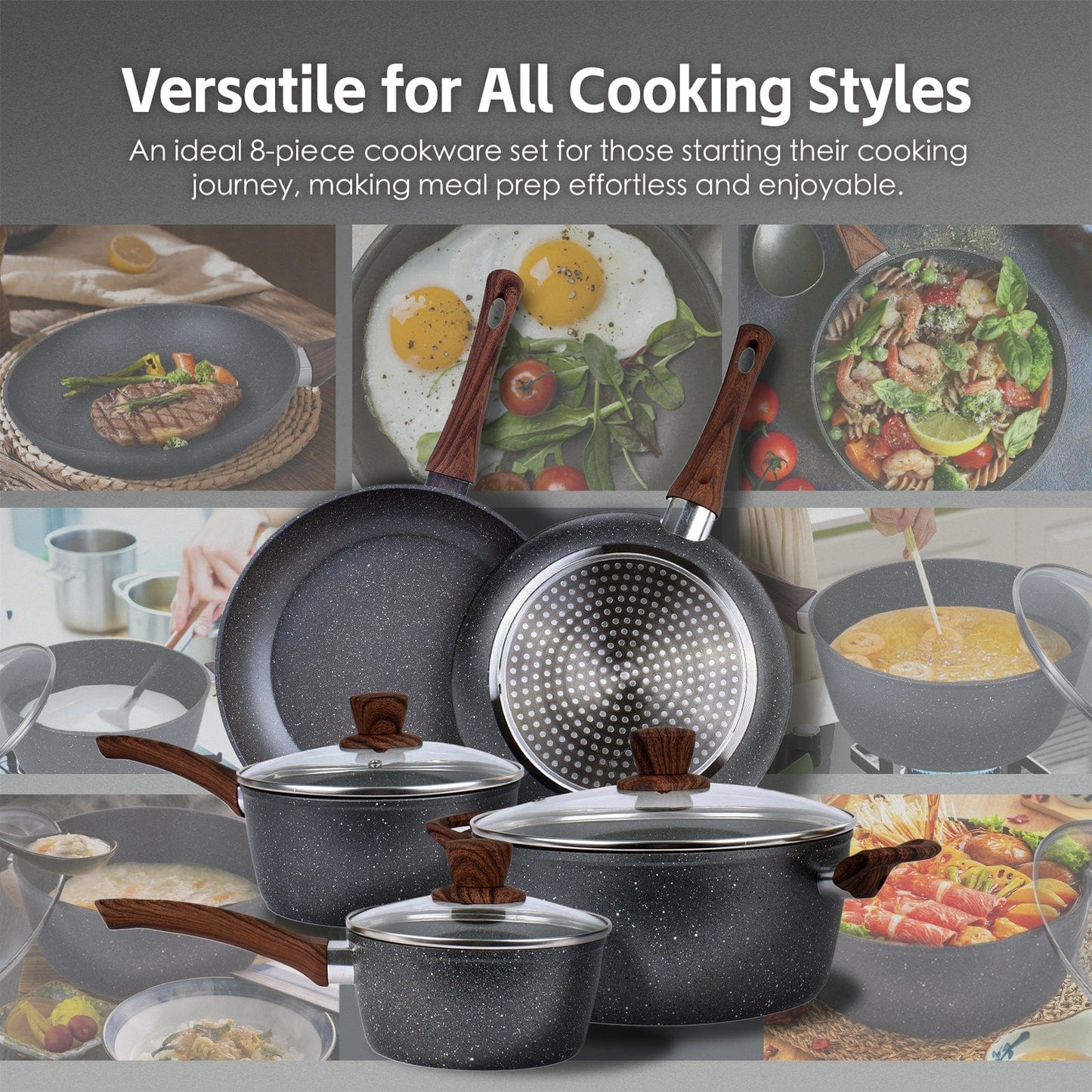 8 Pcs Clevinger Non-Stick Cookware Set