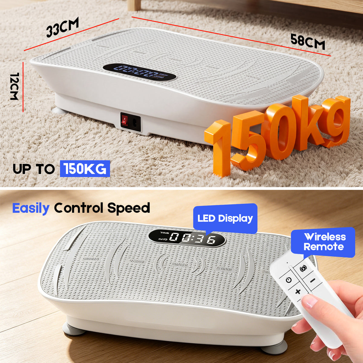 Vibration Plate Exercise Machine with LED Touch Screen & Bluetooth Speaker, Whole Body Vibration Fitness Platform with Multiple Modes