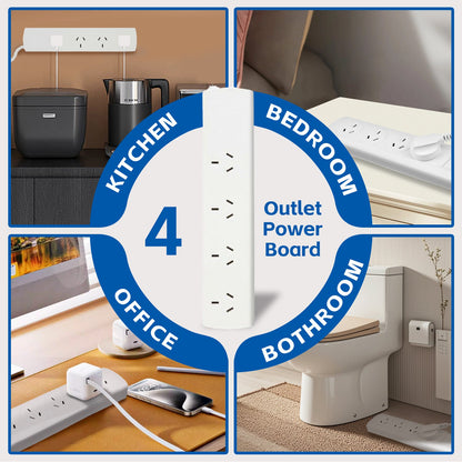 4 Outlet Powerboard With Surge Protection and Dual USB Charger