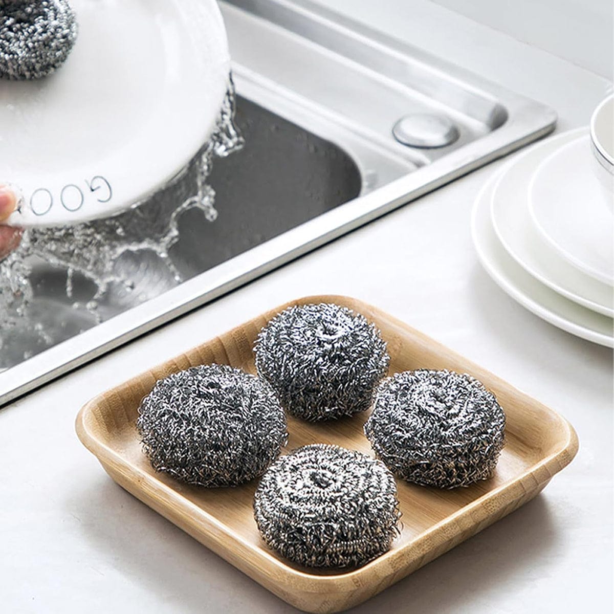 12 Pcs  Heavy‑Duty Stainless Steel Scourers – Durable Cleaning Pads for Pots, BBQ, Grill