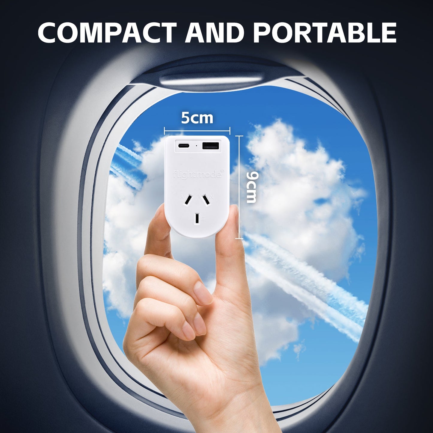 Flightmode Outbound AU/NZ to UK/HONG KONG Travel Adaptor with USB Type C & A