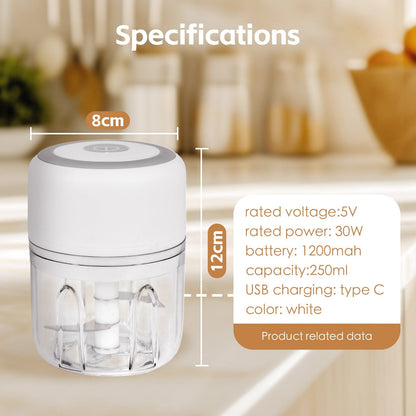 250ml Cordless USB Rechargeable Mini Food Chopper