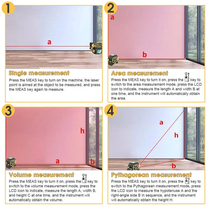 Living Today laser tape measure 40m Laser Measure, Cross-line Laser Level, 5m Tape Measure Yellow