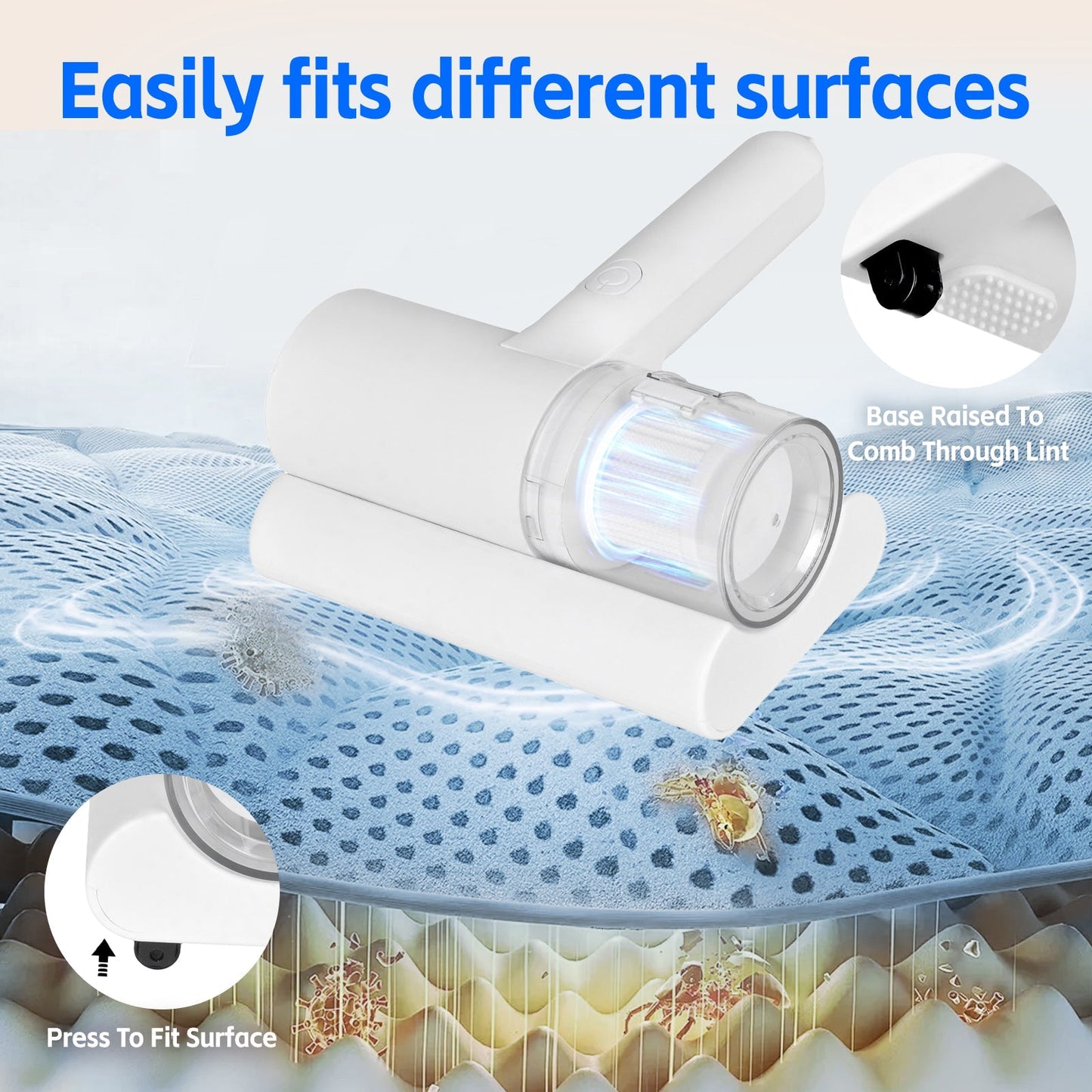 UV‑C Cordless Dust Mite Vacuum Handheld Sanitizing Cleaner with 1200 mAh Battery