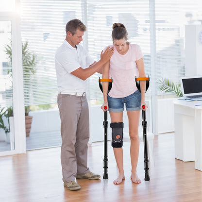 Pair of Forearm Crutches for Adults Adjustable Arm Crutch with Spring-Loaded Cushioning Design, Portable Crutches for Adults,Elderly, Walking Black