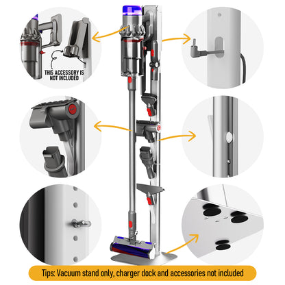 Vacuum Stand for Dyson G5, Vacuum Cleaner Storage Holder & Docking Station | Compatible with Dyson G5/V6/V7/V8/V10/V11/V12/V15 | Organizes 6-10 Accessories | Space Saving