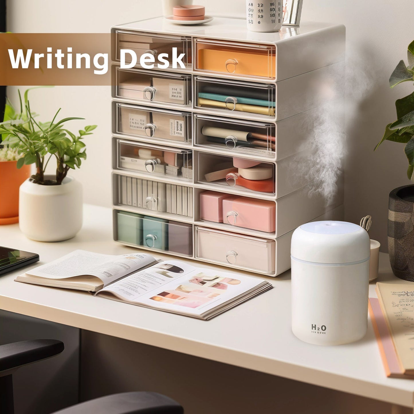 Livingtoday Mini LED Ultrasonic Humidifier 300ml