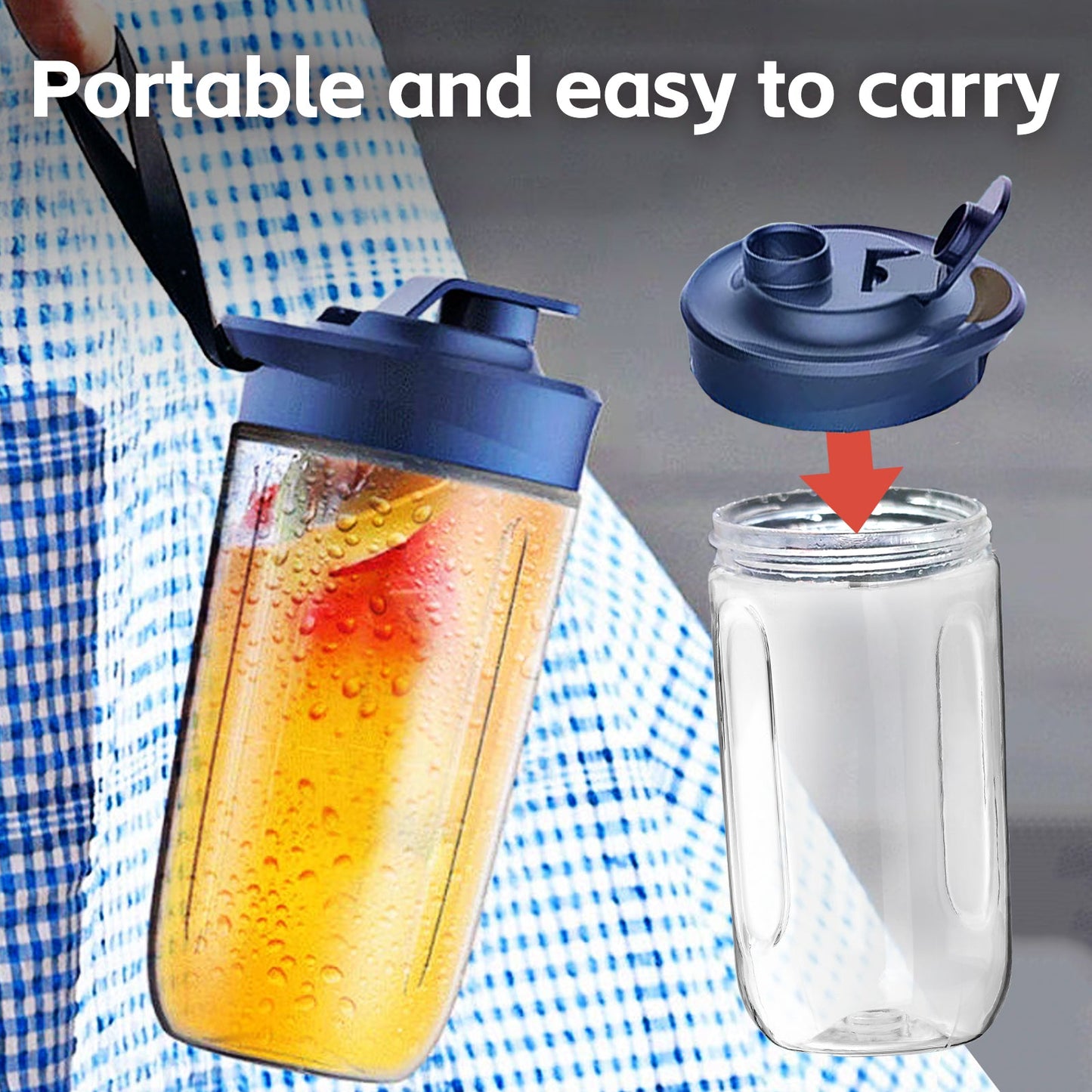 400ml USB-C Rechargeable Portable Juicer with Travel Lid – Personal Blender for Smoothies & Shakes