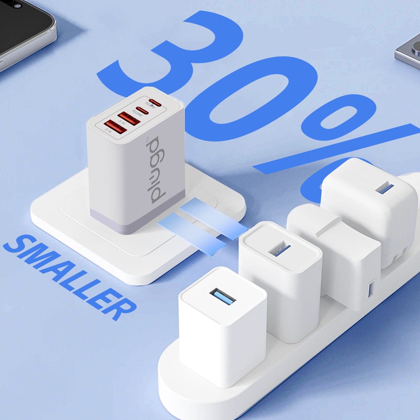 4 PORT  WALL CHARGER USB C+USB A
