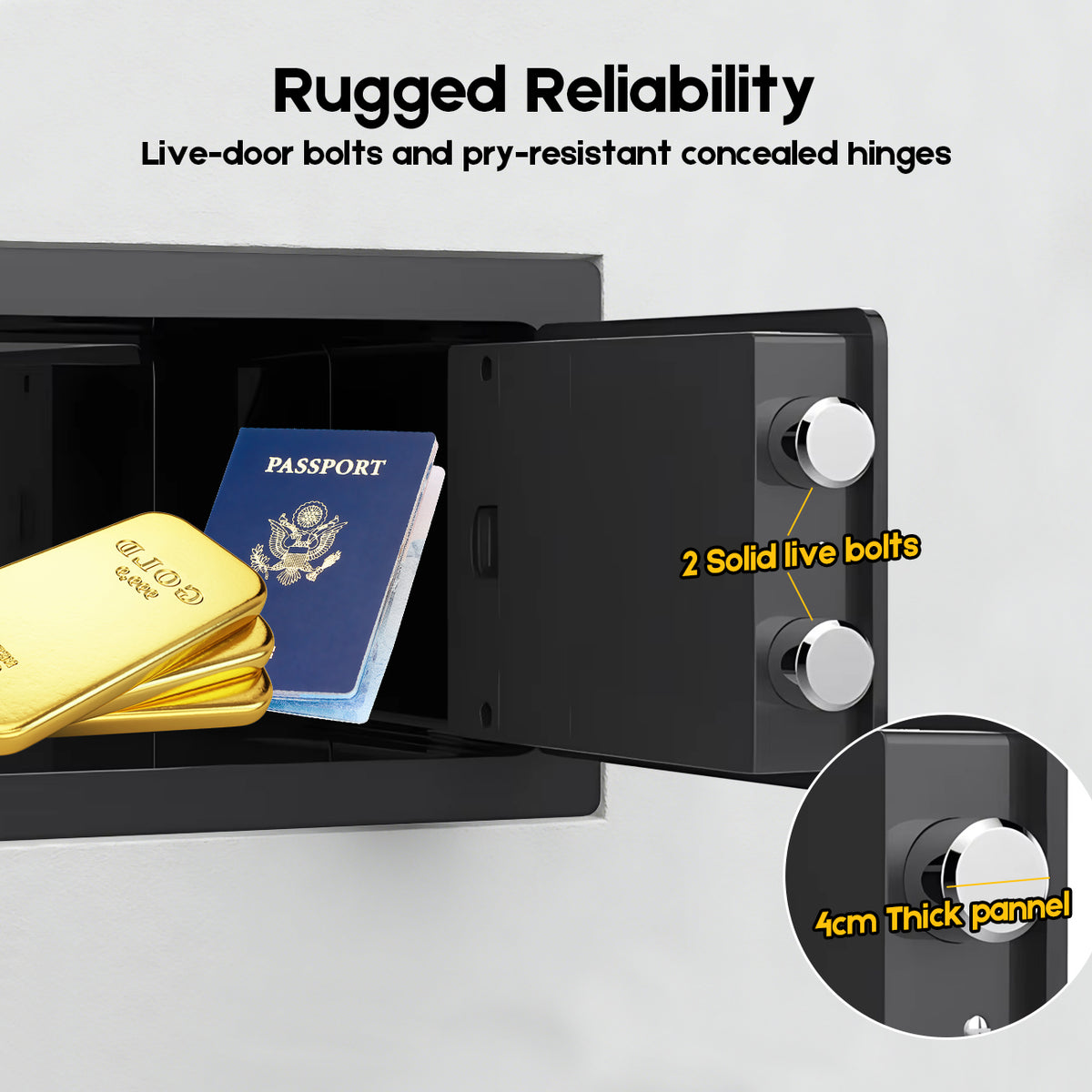 Digital Safe Box 6.4L, Electronic Security Safe with Keypad & 2 Emergency Keys, Steel Cash & Valuables Lock Box for Home, Office & Hotel