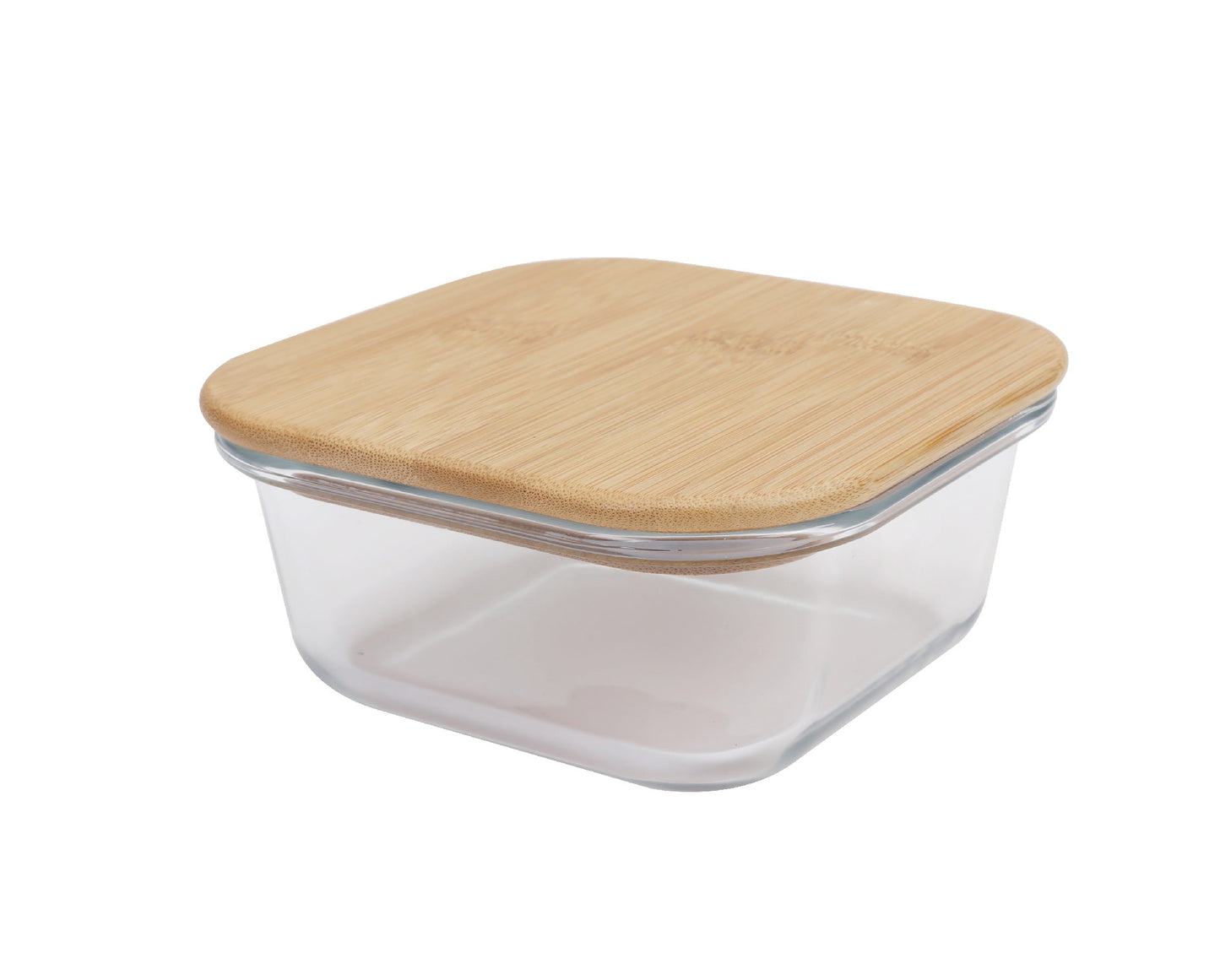 6 Pcs Medium Bamboo Food Containers – Clear Glass with Bamboo Lids