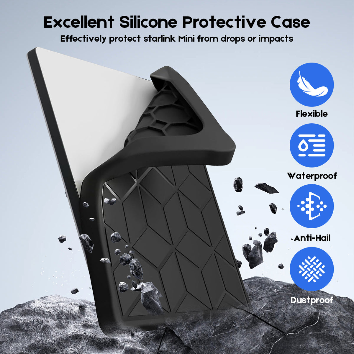 Silicone Cover for Starlink Mini, Weather-Resistant Protective Case for Outdoor Use, Black