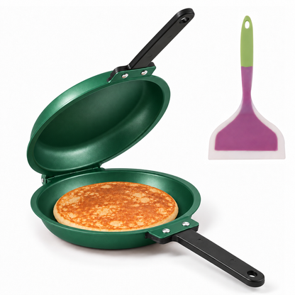 Double-Sided Non-Stick Frying Pan, 19cm Flip Pancake Pan with Heat-Resistant Handle for Eggs, Pancakes & Toast, Gas Electric & Ceramic Stoves