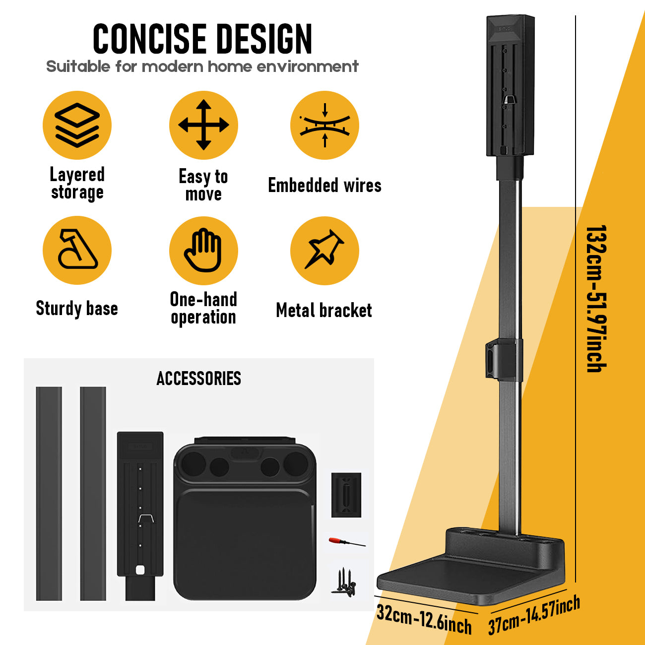 Mershine Dyson Vacuum Stand, Stand-Storage-Holder-Station-Docking, Compatible with Dyson V6 V7 V8 V10 V11 V12 V15 V16 SV18 SV21 Cordless Vacuum Cleaners, with 6-8 Accessories Storage Space