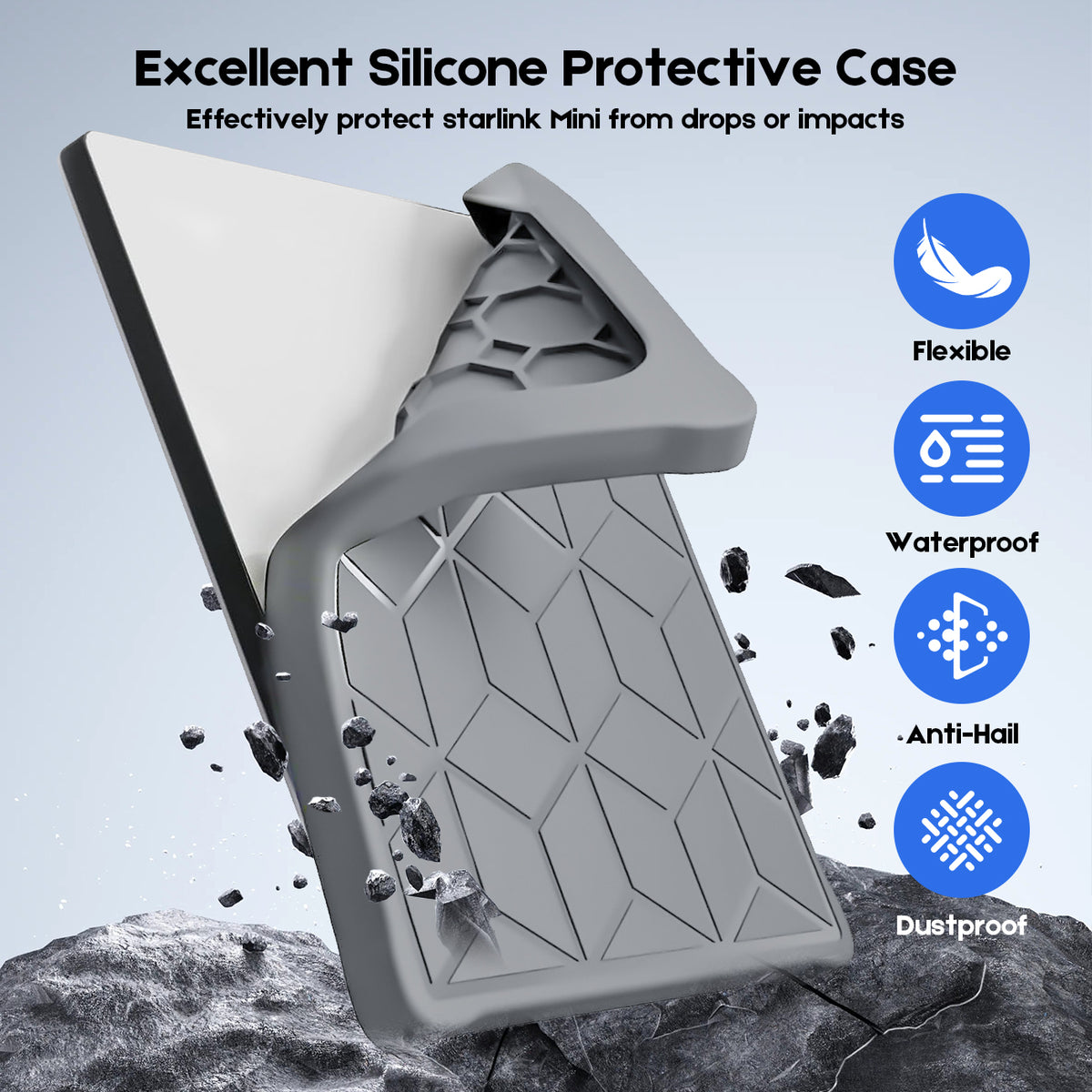 Silicone Cover for Starlink Mini, Weather-Resistant Protective Case for Outdoor Use, Grey