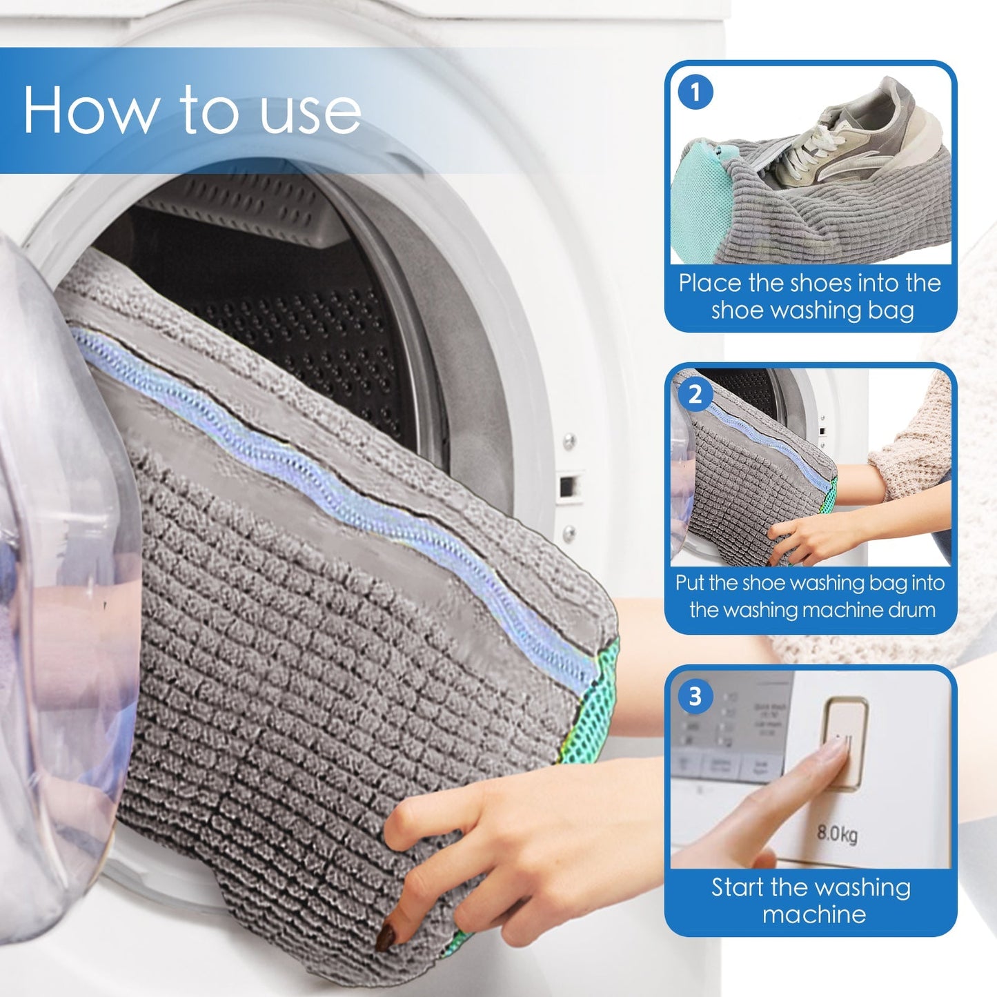 2 Pcs Portable Shoe Washing Bag